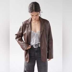 UO Jules Oversized Faux Leather Blazer